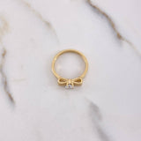 Anillo Moño Solitario 2.9gr / T7 / Circones Blancos Oro Amarillo $
