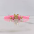 Pulsera Rosada Corona 1.6gr / 4mm Bolas Diamantadas Circones Blancos Oro Amarillo $