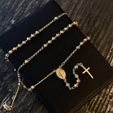 Rosario Virgen Milagrosa 6.75gr / 50cm 3mm Bola Diamantada Oro Amarillo