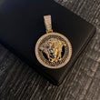Dije Medalla Medusa Tribal 11.8gr / 4.3cm Circonces Blancos Oro Amarillo