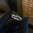 Solitario Oleado T8 Anillo Esmeralda 17pts Circones Blancos Plata 925 (Joya)