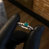 Solitario Burbujas T7 1/2 Anillo Esmeralda 31pts Circones Blancos Plata 925 (Joya)