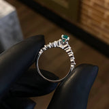 Solitario Burbujas T7 1/2 Anillo Esmeralda 31pts Circones Blancos Plata 925 (Joya)