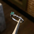 Solitario Burbujas T7 1/2 Anillo Esmeralda 31pts Circones Blancos Plata 925 (Joya)