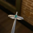 Solitario Recta T7 1/4 Anillo Esmeralda 15pts Circones Blancos Plata 925 (Joya)