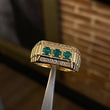Anillo Trilineal Correa Rx 7.8gr T10 3/4 Esmeraldas 33pts Diamantes 15pts Oro Amarillo (Joya)