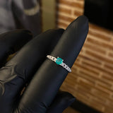 Solitario Cubano 1.5gr T6 1/2 Anillo Esmeralda 28pts Oro Blanco (Joya)*