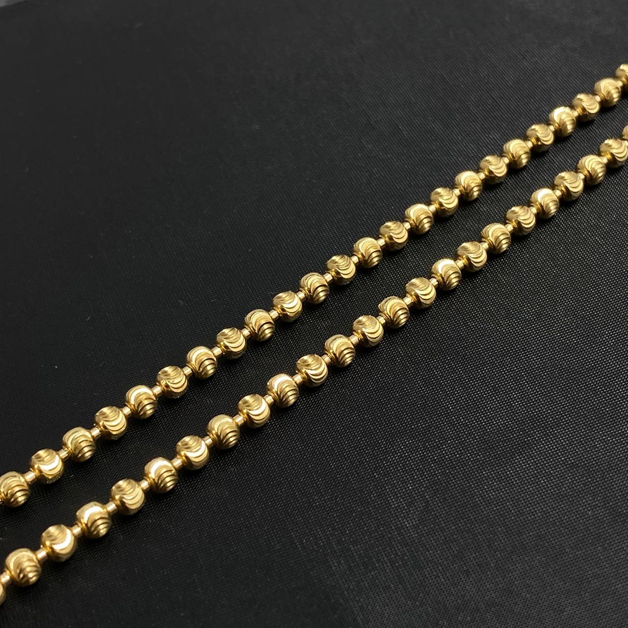 Cadena Milita  24.75gr / 70cm / Bola 3mm Diamantado Lunar Oro Amarillo +3 &