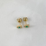 Topos Halo Cuadrado 2.25gr Esmeraldas 50pts Diamantes 40pts Broche Mariposa Oro Amarillo (Joya)*