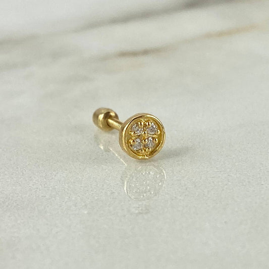 Piercing Circulo Cruzado 8mm Diamantes 4pts Bola 3mm Oro Amarillo (Joya) ©