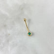 Piercing Ombligo 13mm Esmeralda 18pts Bola 3mm Oro Amarillo (Joya)