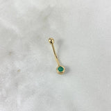 Piercing Ombligo 13mm Esmeralda 18pts Bola 3mm Oro Amarillo (Joya)