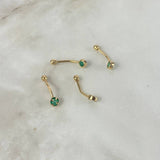 Piercing Ombligo 13mm Esmeralda 18pts Bola 3mm Oro Amarillo (Joya)