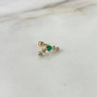 Piercing Nariz/Oreja 6mm Ola Tornillo Esmeralda 11pts Diamantes 15pts Oro Amarillo (Joya)