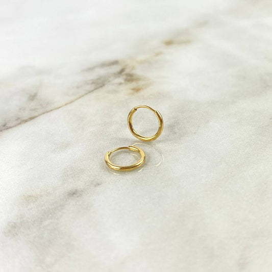 Candongas Mini Aro Liso 0.4gr / 0.9cm / Oro Amarillo 18K *