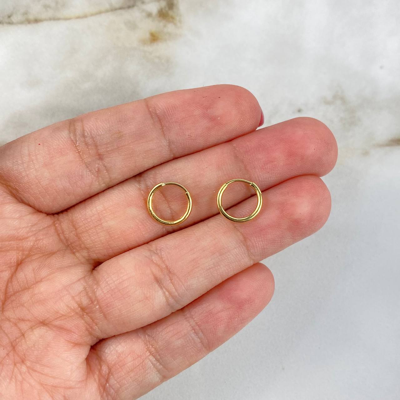Candongas Mini Aro Liso 0.4gr / 0.9cm / Oro Amarillo 18K *