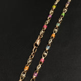 Cadena Rustica 30 .6gr / 60cm / 3 .3mm / Barril Basteado Cauchos de Colores Dos Oros Rosa Blanco &