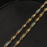 Cadena Rustica 13,35gr / 50cm / 4,45mm / Barril Ojiva Cauchos de Colores Oro Amarillo &