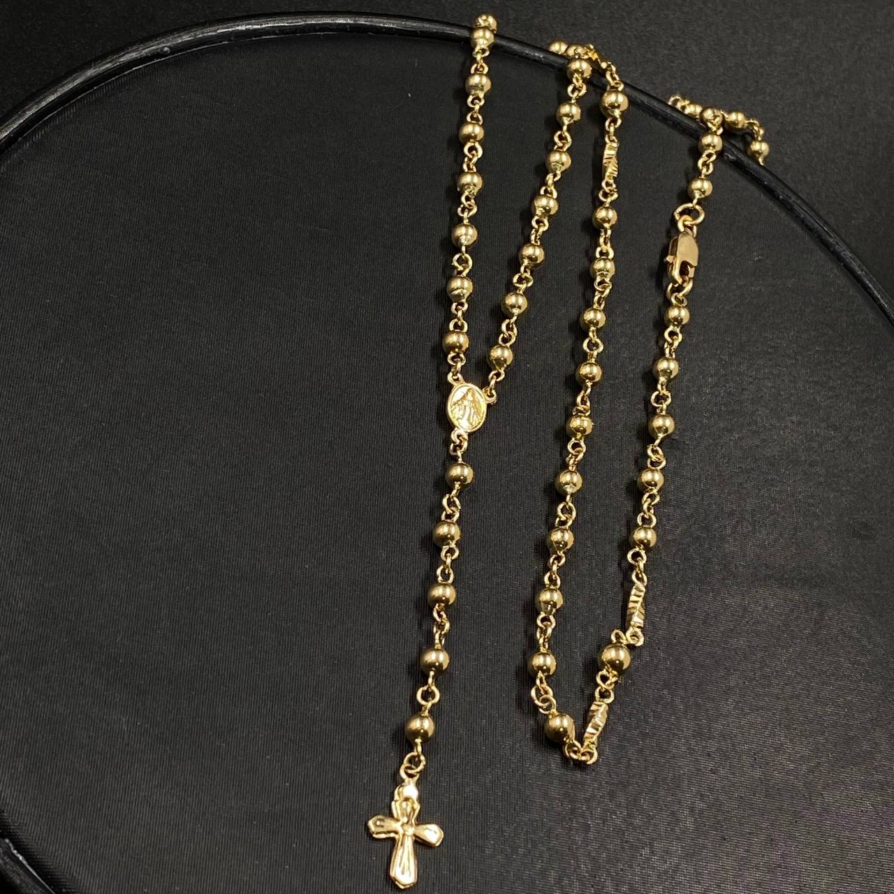 Rosario Virgen Milagrosa 12 .5gr / 60cm / Bola 3 4 Lisa Atornillado Oro Amarillo &