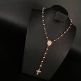 Rosario Virgen Milagrosa 18 .8gr / 60cm / Bola 5-6 Diamantada Circones Blancos Oro Rosa &