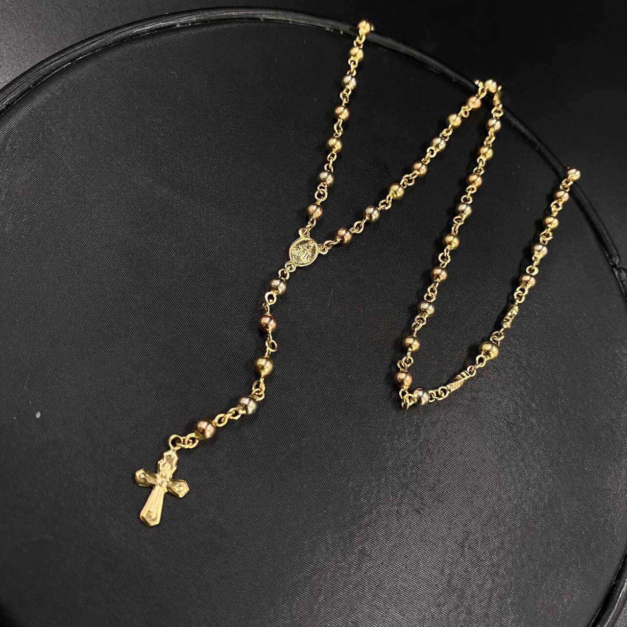 Rosario Virgen Milagrosa 12,1gr / 60cm / Bola 3 4 Lisa Atornillado Tres Oros $