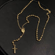 Rosario Virgen Rosa Mística 10 .5gr / 50cm / Bola 4mm Diamantalla Oro Amarillo &