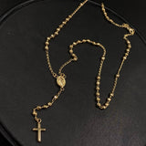 Rosario Virgen Rosa Mística 10 .5gr / 50cm / Bola 4mm Diamantalla Oro Amarillo &