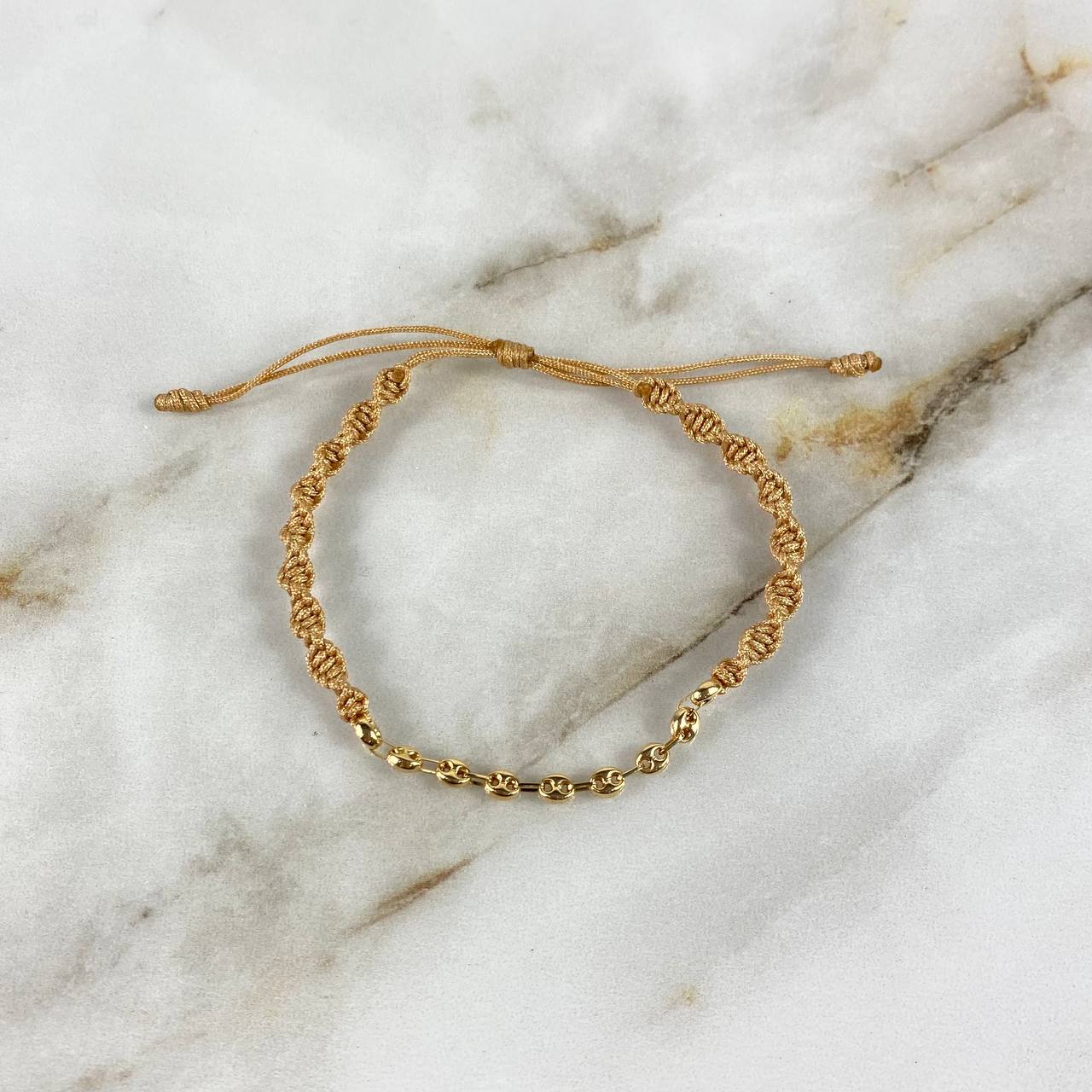 Pulsera Tejida GC 0.55gr / 3.3mm Personalizada Oro Amarillo (Oferta)