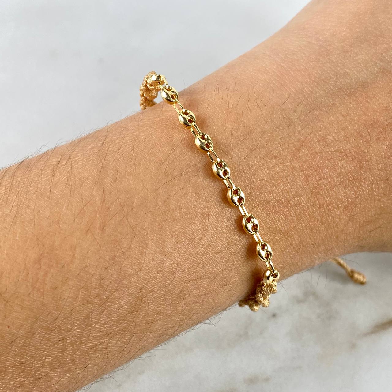 Pulsera Tejida GC 0.55gr / 3.3mm Personalizada Oro Amarillo (Oferta)