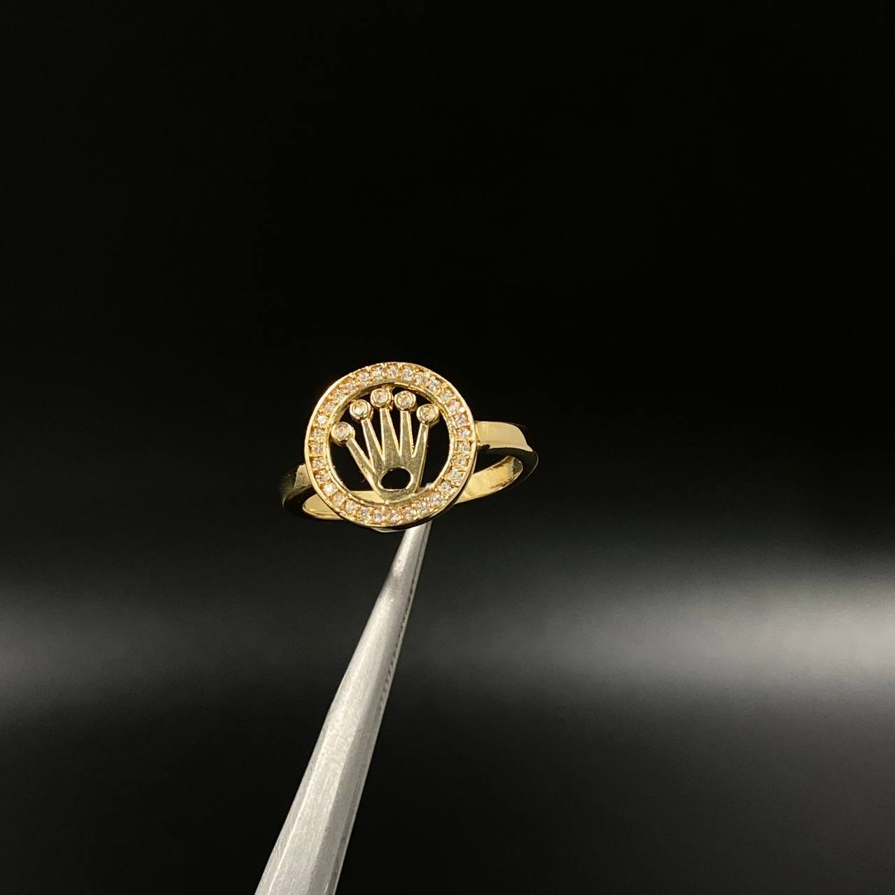 Anillo Corona Rx 3.4gr / T8 1/2 Circones Blancos Oro Amarillo &