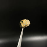 Anillo Sello Herradura 3.9gr / T12 1/2 Circones Blancos Verdes Dos Oros Amarillo Blanco &