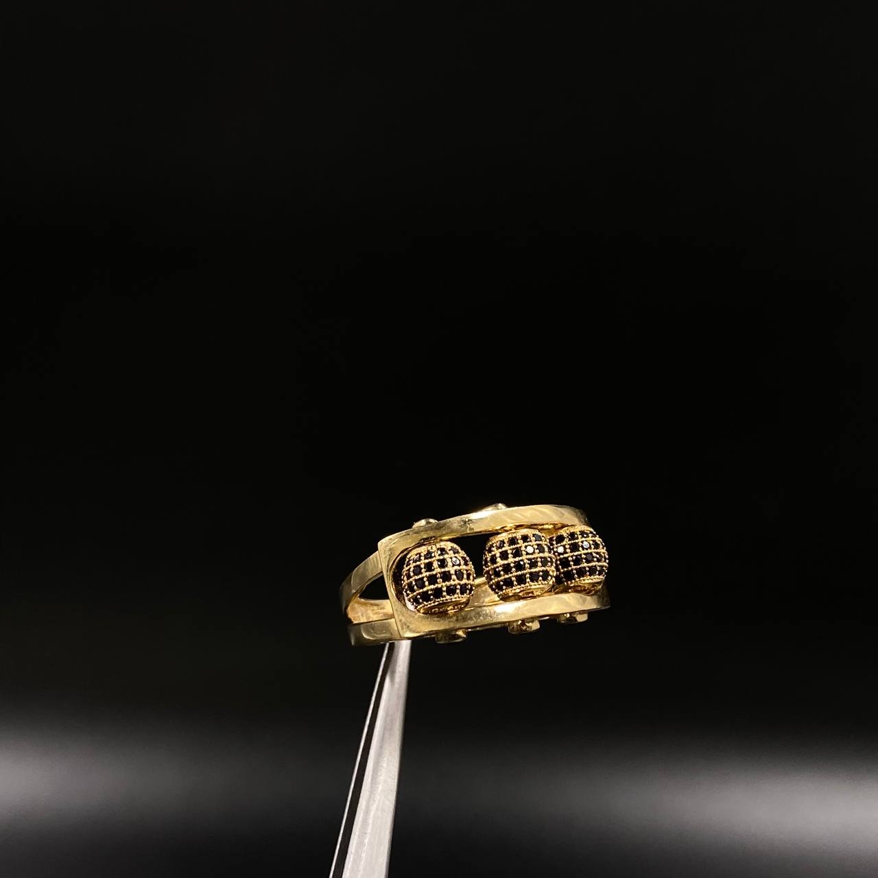 Anillo Bolas de Fuego 9.2gr T8 3/4 Circones Negros Oro Amarillo