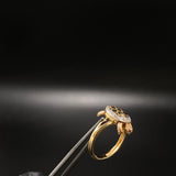 Anillo Tortuga Articulado 4.45gr / T6 Circones Blancos Dos Oros Amarillo Rosa &