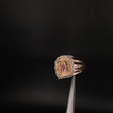 Anillo Virgen Guadalupe  6.05gr / T10 3/4 Circones Blanco verde FucsiA oro Rosa &
