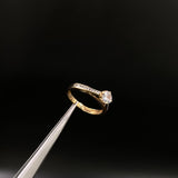 Anillo Arco 2.65gr / T6 1/2 / Solitario Circones Blancos  Oro Amarillo&