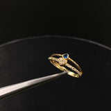Anillo Corazon 1.75gr / T7 / Solitario Circones Blancos Azul  Oro Amarillo&