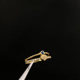 Anillo Corazon 1.75gr / T7 / Solitario Circones Blancos Azul  Oro Amarillo&
