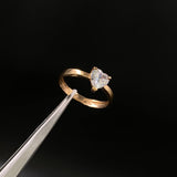 Anillo Corazon  2.05gr / T6 3/4  / Solitario Circon Blanco  Oro Rosa&