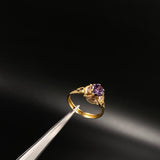Anillo Flor Loto  2gr / T6 3/4 / Solitario Circones  Morados Rosados  Oro Amarillo&