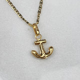 ¡¡Oferta!! Set Cadena Plana 1.85gr/60cm Lisa + Dije Ancla 0.35gr/1.6cm Liso Tres Oros