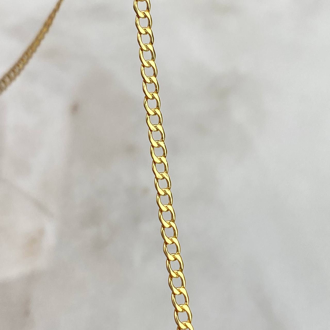 ¡¡Oferta!! Set Cadena Cubana 2.6gr/60cm Lisa + Dije Bolsa Dolar 0.5gr/1.9cm Lisa Oro Amarillo