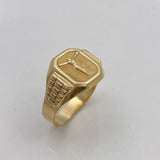 Anillo Sello Cristo 4.1gr T9 3/4 Mate Oro Amarillo*