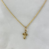 Set Cadena Lazo 1.1gr / 60cm + Dije Cristo Bordeado 0.55gr / 2.0cm Oro Amarillo (Oferta)