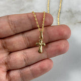 Set Cadena Lazo 1.1gr / 60cm + Dije Cristo Bordeado 0.55gr / 2.0cm Oro Amarillo (Oferta)