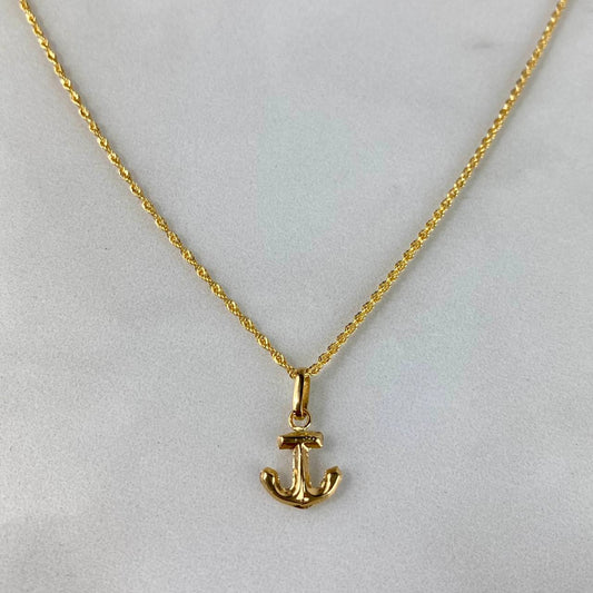 Set Cadena Lazo 1.1gr / 60cm + Dije Ancla 0.35gr / 1.6cm Oro Amarillo (Oferta)
