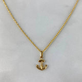 Set Cadena Lazo 1.1gr / 60cm + Dije Ancla 0.35gr / 1.6cm Oro Amarillo (Oferta)