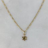 Set Cadena Figaro 1.55gr / 60cm + Dije Estrella David 0.25gr / 1.5cm Oro Amarillo (Oferta)
