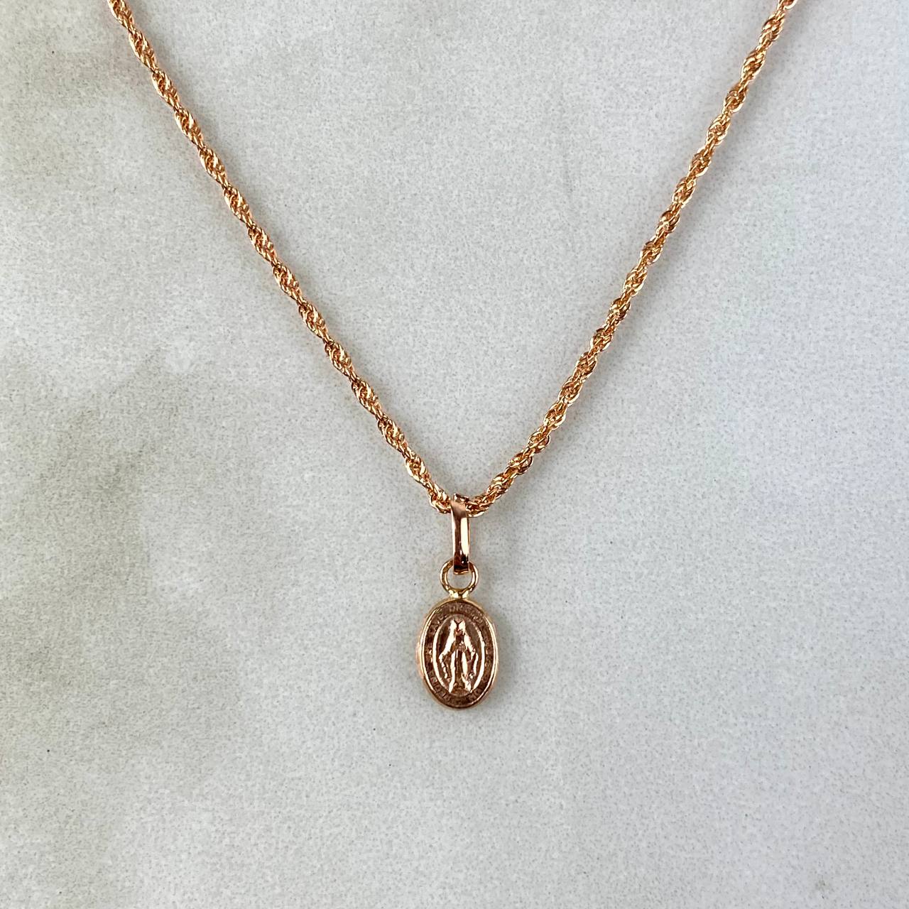 Cadena Lazo 1.05gr / 55cm + Dije Virgen Milagrosa 0.2gr / 1.4cm Oro Rosa (Oferta)