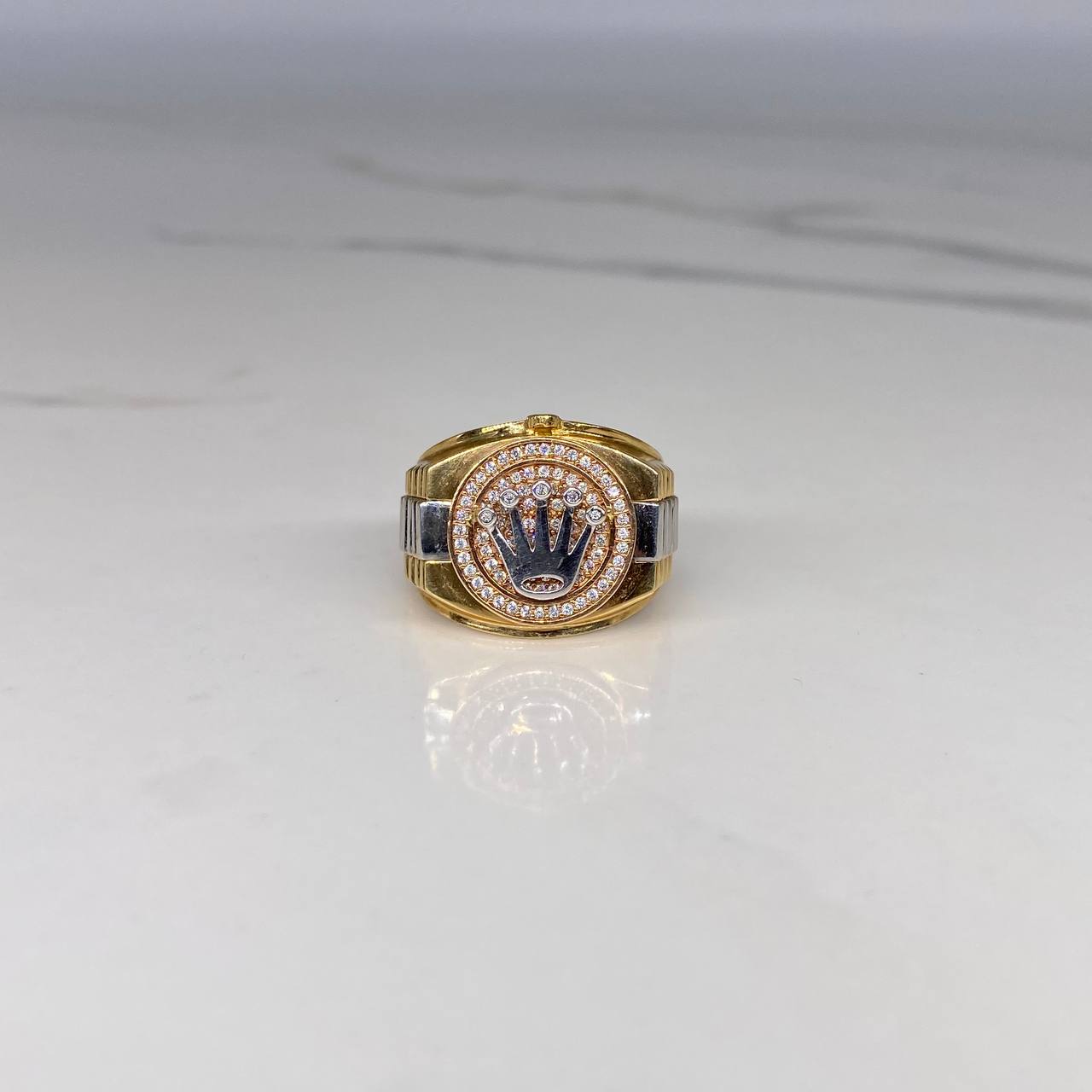 Anillo RX 10.65gr / T10 1/4 / Circones Blancos Tres Oros$