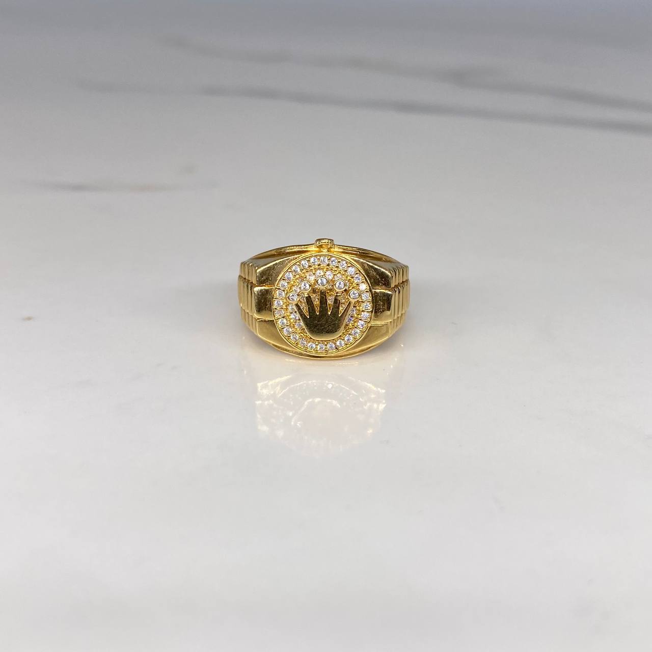 Anillo RX 6.95gr / T9 1/2 Circones Blancos  Oro Amarillo$